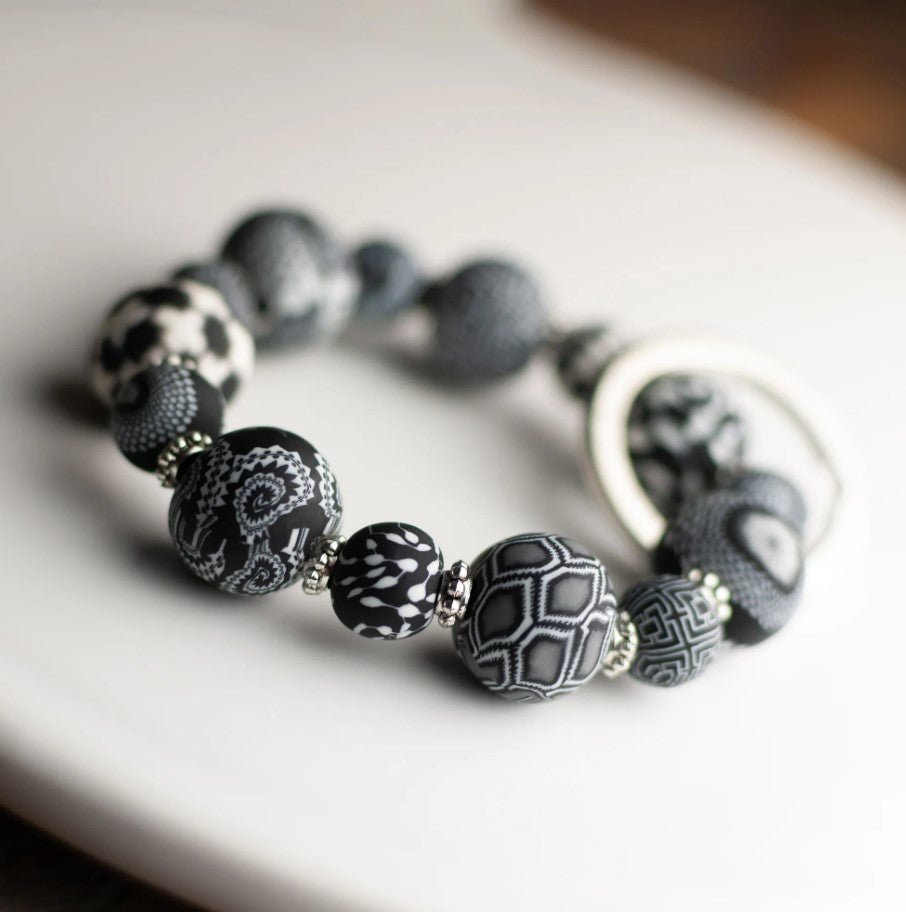 Black White Small Wrist Keychain - Squash Cancer