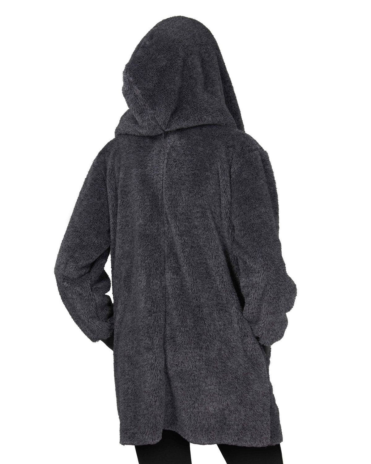 Charcoal Marled Plush Hooded Cardigan - Squash Cancer