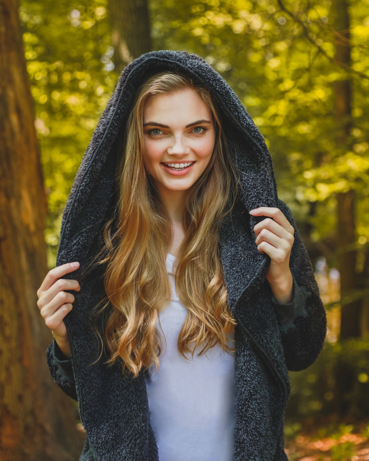 Charcoal Marled Plush Hooded Cardigan - Squash Cancer