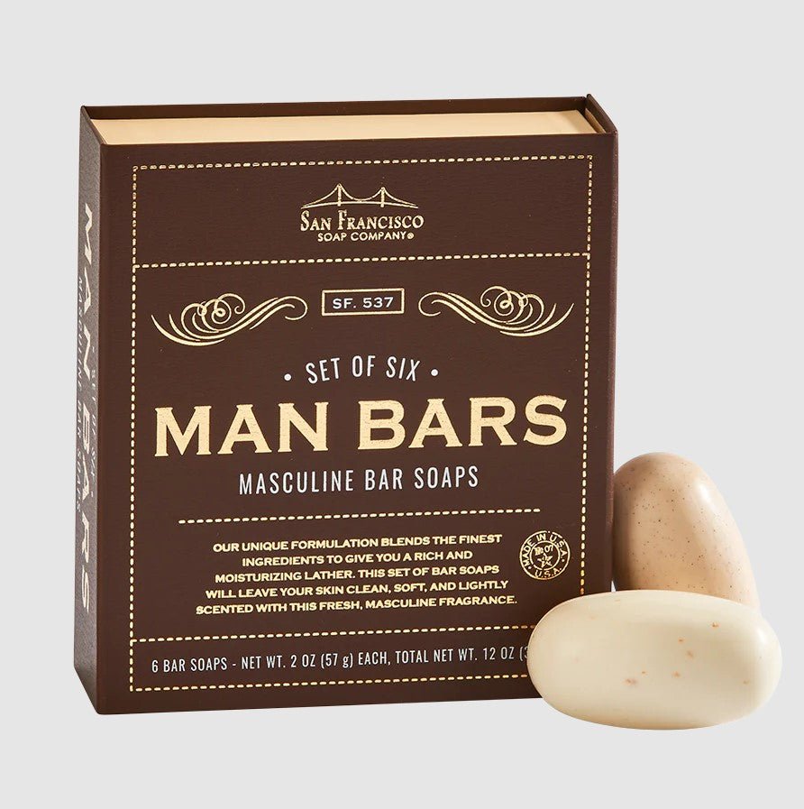 Set of Six Man Bars- Masculine Bar Soaps - Squash Cancer