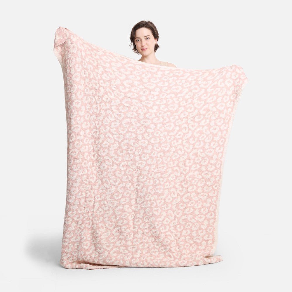 Super Soft Jacquard Animal Pink Print Comfy Luxe Knit Blanket - Squash Cancer