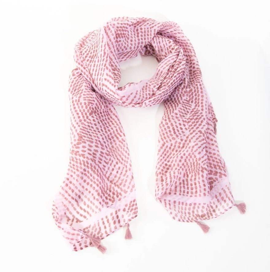 Pink Abstract Dot Tassel Scarf - Squash Cancer